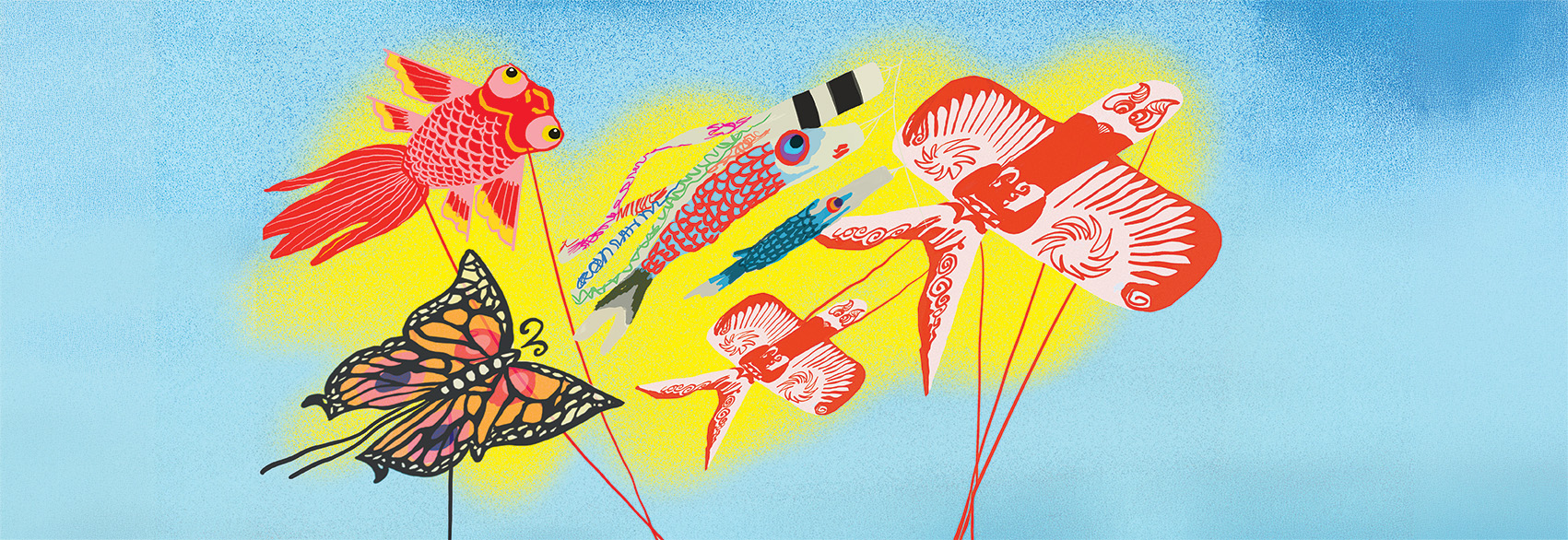 illustration numérique cerf-volant chinois